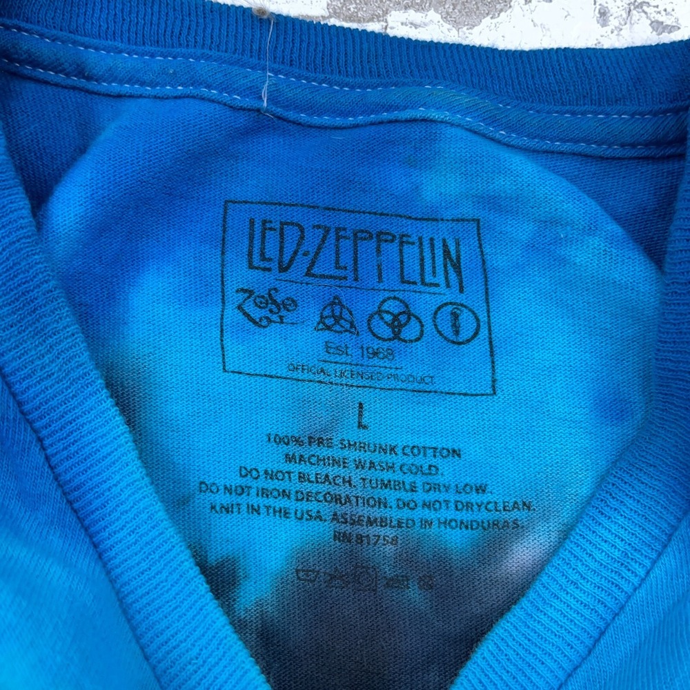 Led Zepplien Shirt Men Large Blue Tee Band Concert Tour Retro Rainbow Tie Dye - Picture 5 of 9